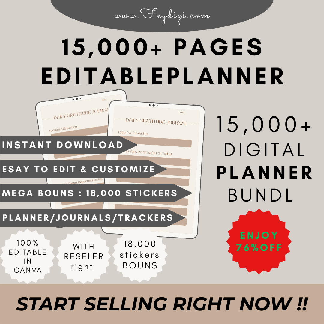 15,000+ Pages PLR Planners, Journals, Trackers | Monster Template Bundle with Resell Rights (ON SALE!)
